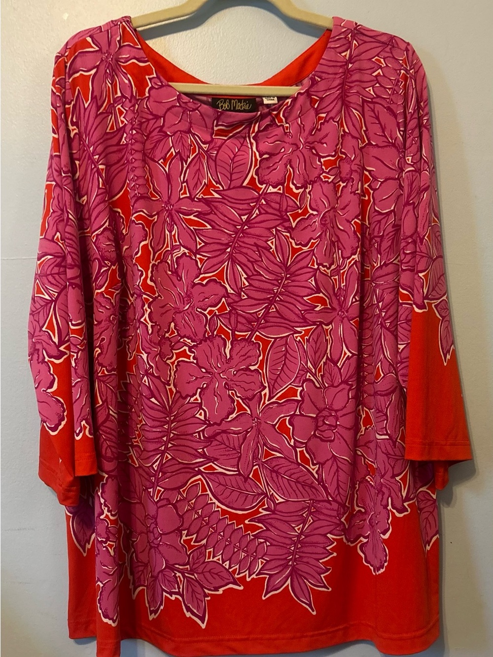 Bob Mackie Pink and Red Floral Tunic Top